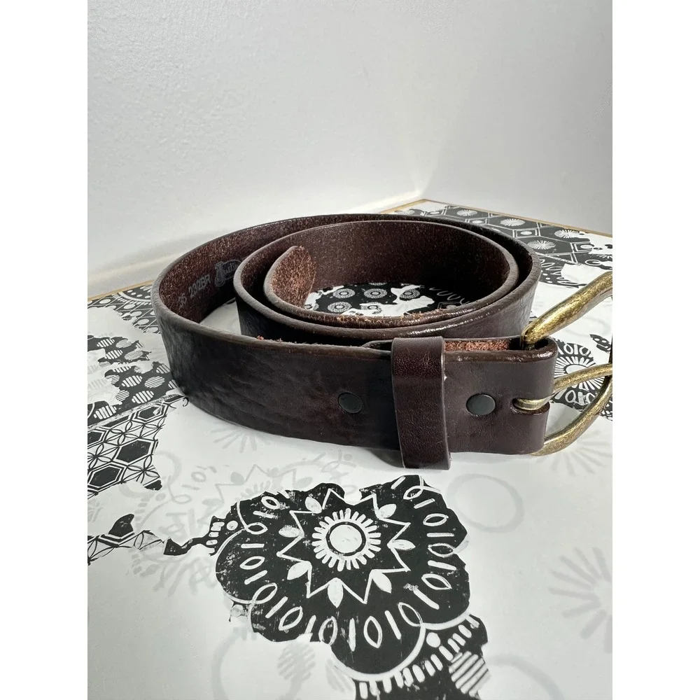 Justin Men's Dark Brown‎ Leather WorkBelt Size 36 Buckle Made in USA